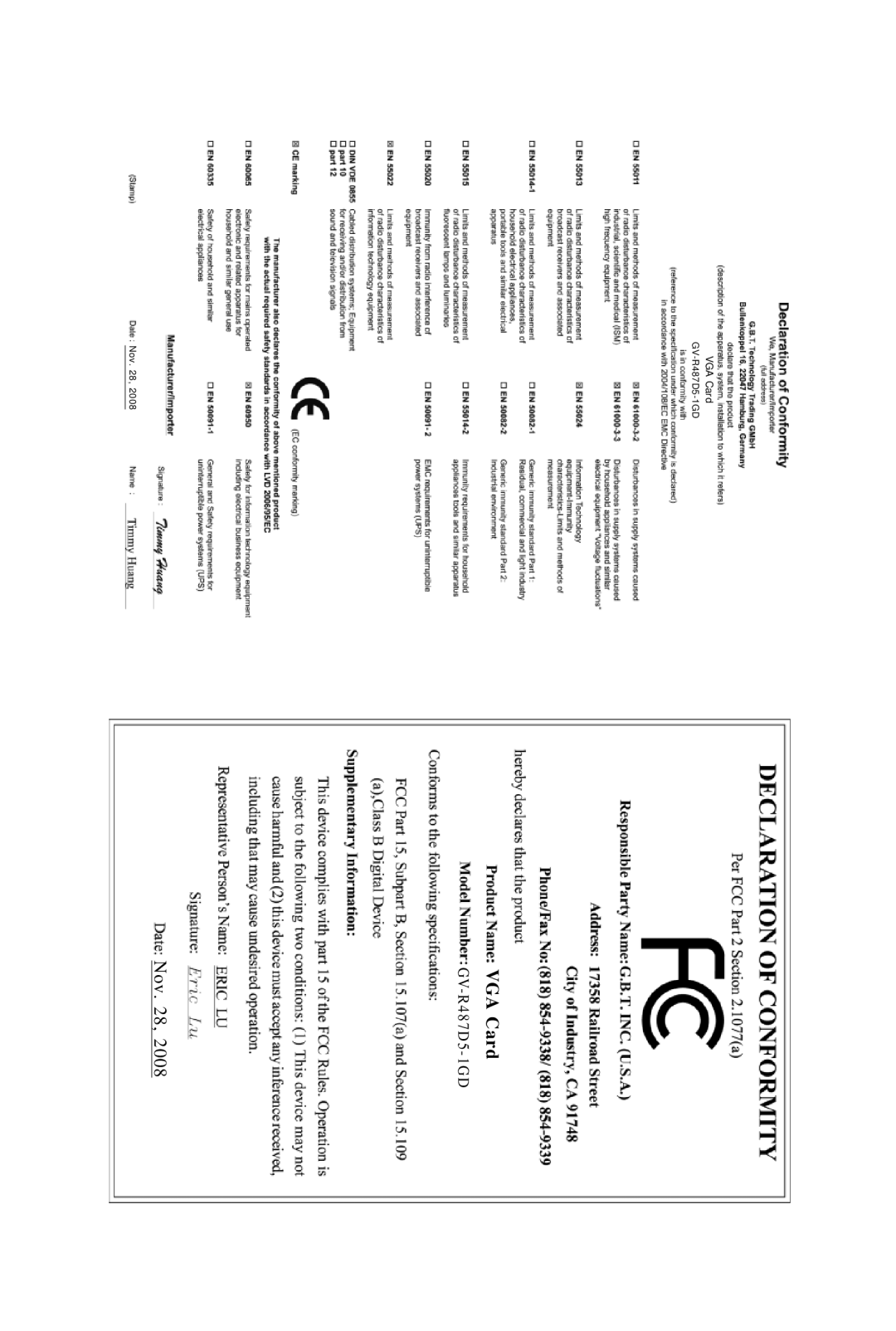 Gigabyte GV-R487D5-1GD user manual VGA Card 