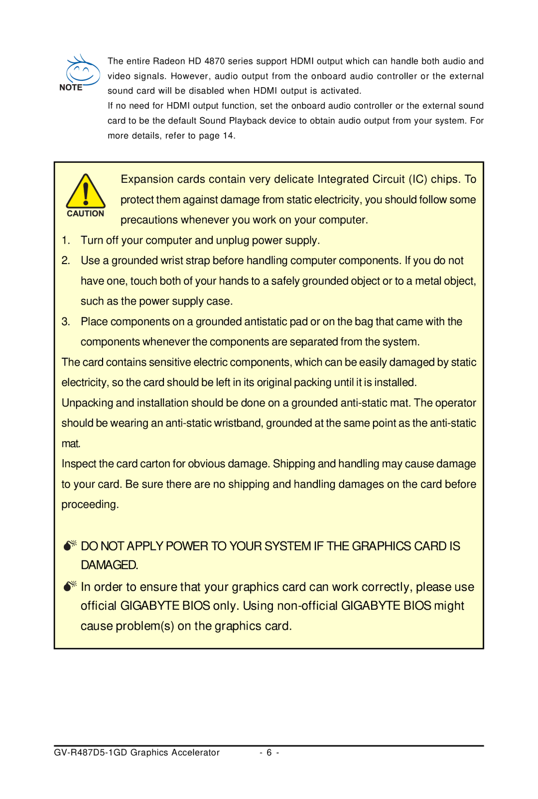 Gigabyte user manual GV-R487D5-1GD Graphics Accelerator 