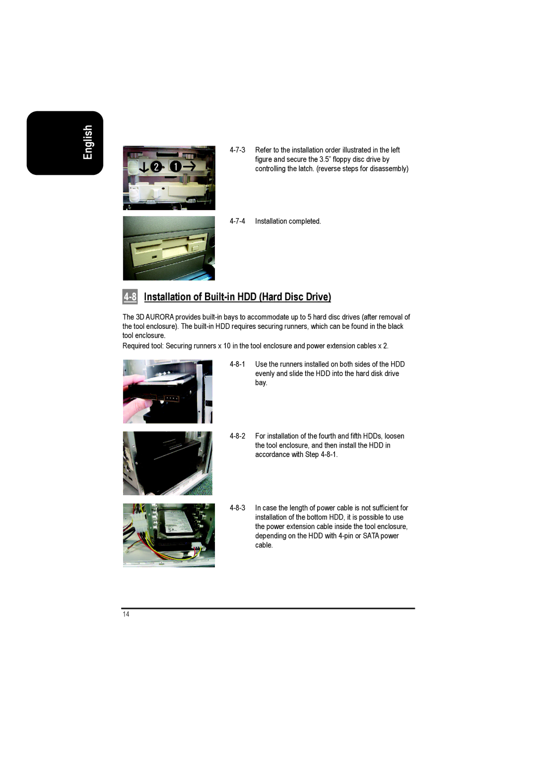 Gigabyte GZ-FSCA1-AN, GZ-FSCA1-SN user manual 8Installation of Built-in HDD Hard Disc Drive 