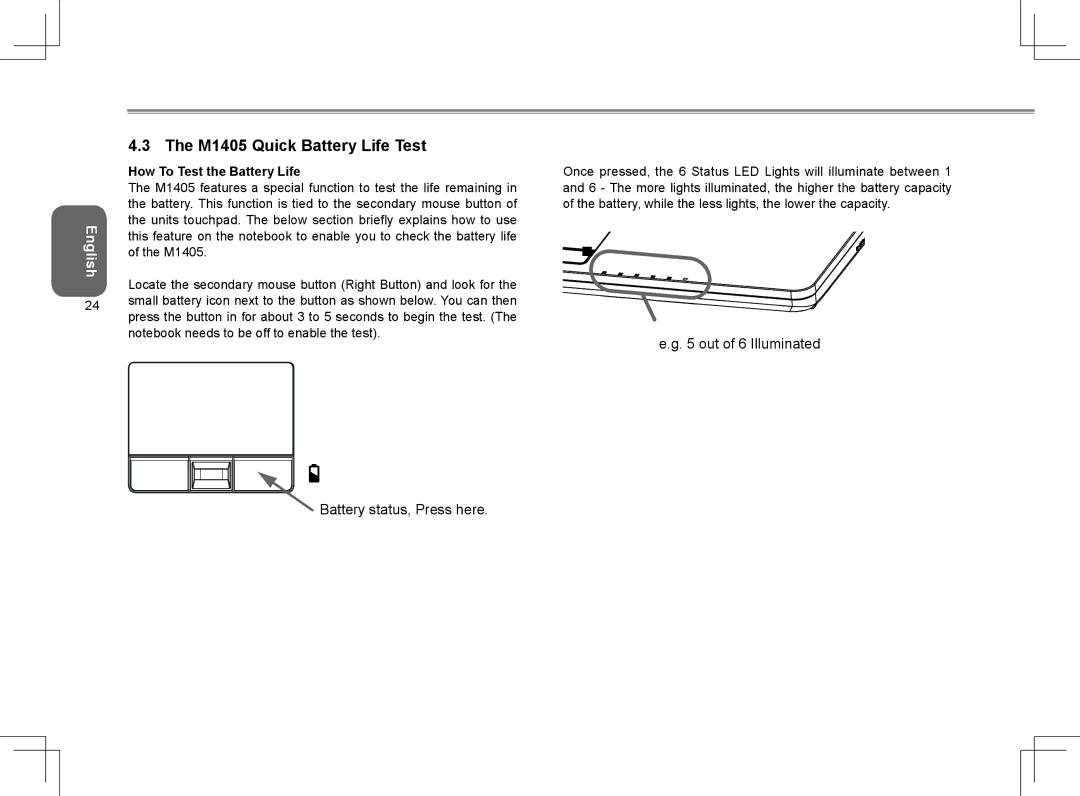 Gigabyte user manual M1405 Quick Battery Life Test, How To Test the Battery Life 