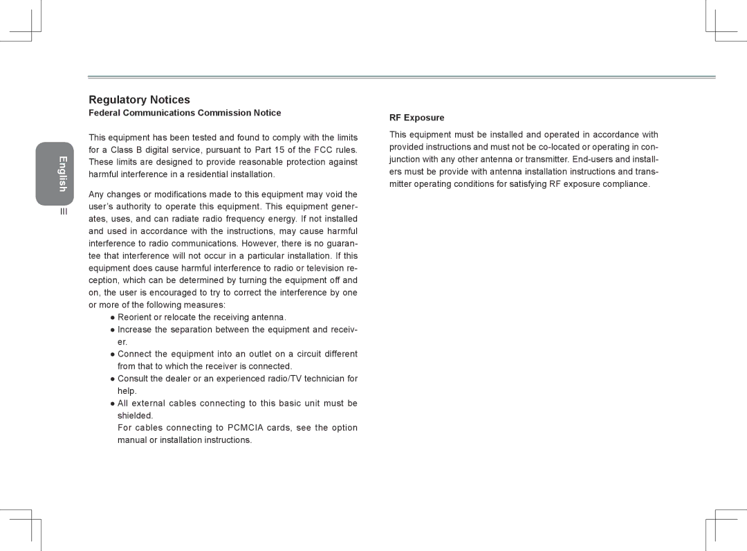 Gigabyte M1405 user manual Regulatory Notices, Federal Communications Commission Notice, RF Exposure 