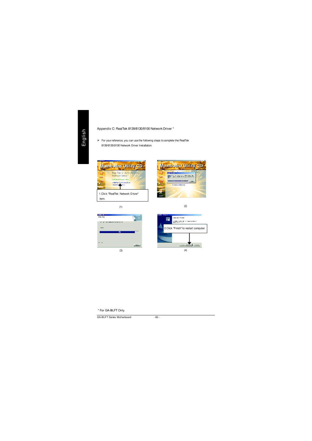 Gigabyte P4 Titan-DDR Motherboard, GA-8ILFT user manual Appendix C RealTek 8139/8130/8100 Network Driver 