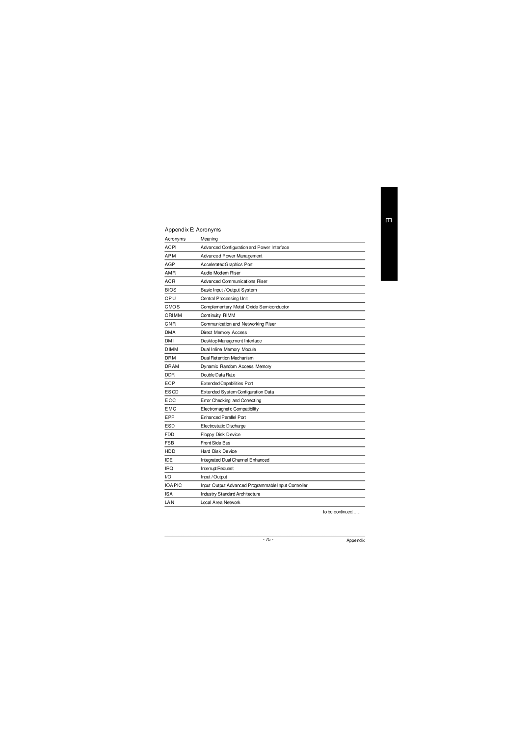 Gigabyte GA-8ILFT, P4 Titan-DDR Motherboard user manual Appendix E Acronyms 