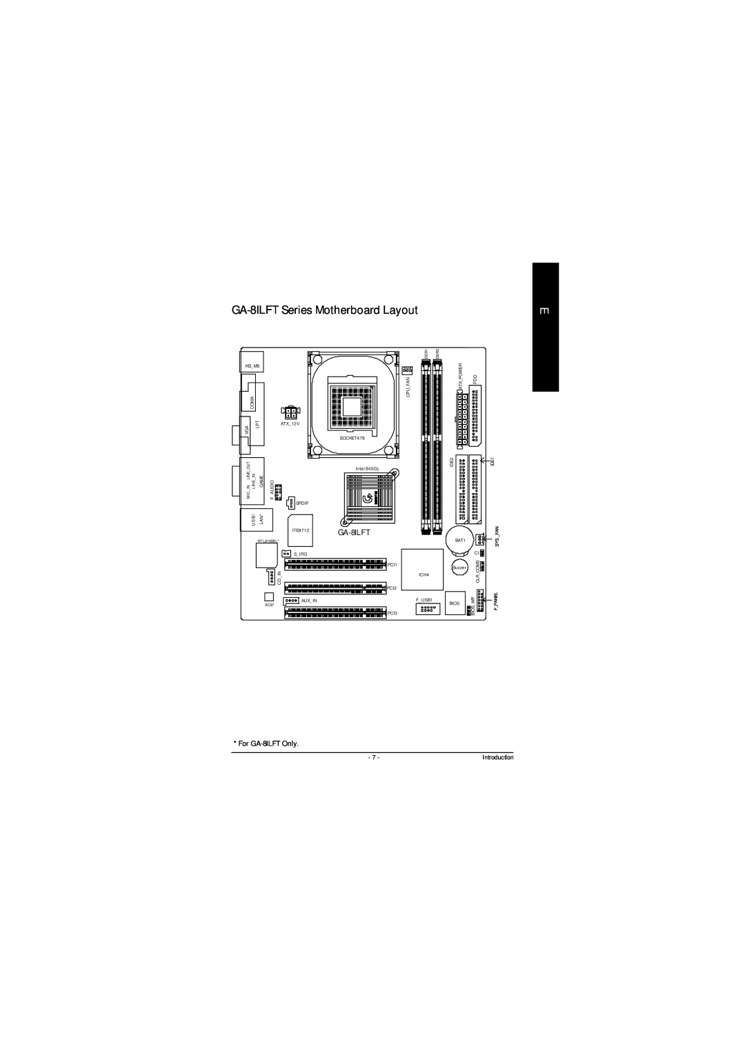 Gigabyte P4 Titan-DDR Motherboard user manual GA-8ILFT Series Motherboard Layout 