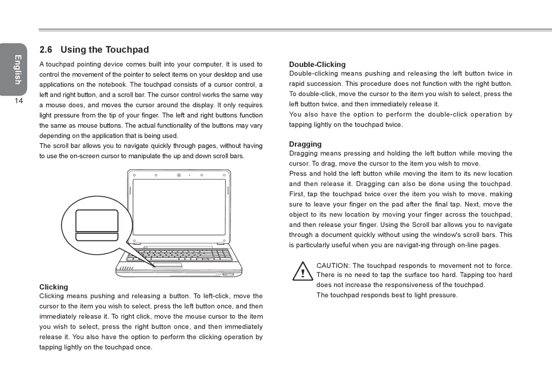 Gigabyte Q2532 manual Using the Touchpad, Double-Clicking, Dragging 