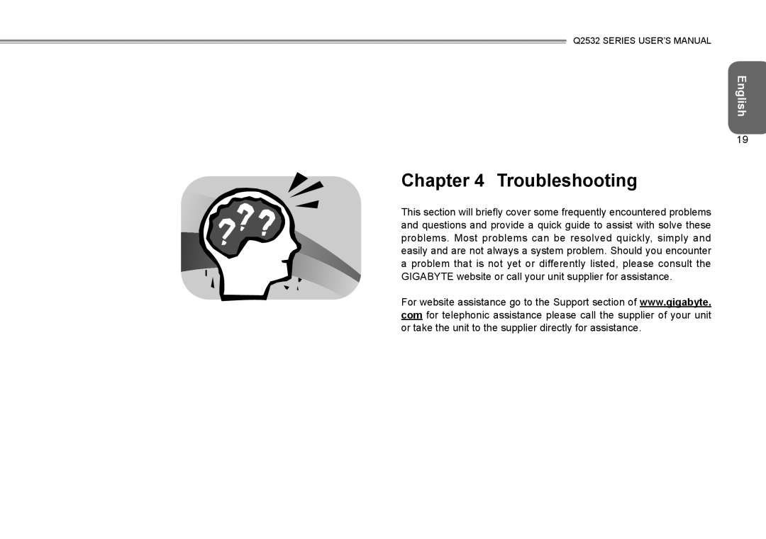 Gigabyte Q2532 manual Troubleshooting 