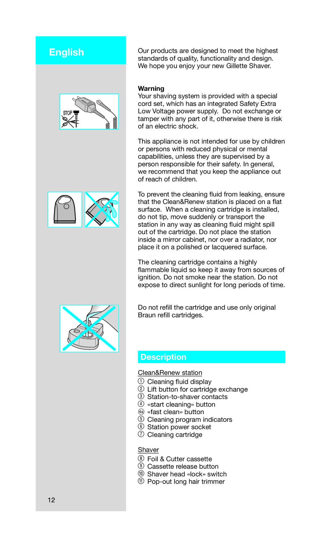 Gillette SERIES 5 manual English, Description 