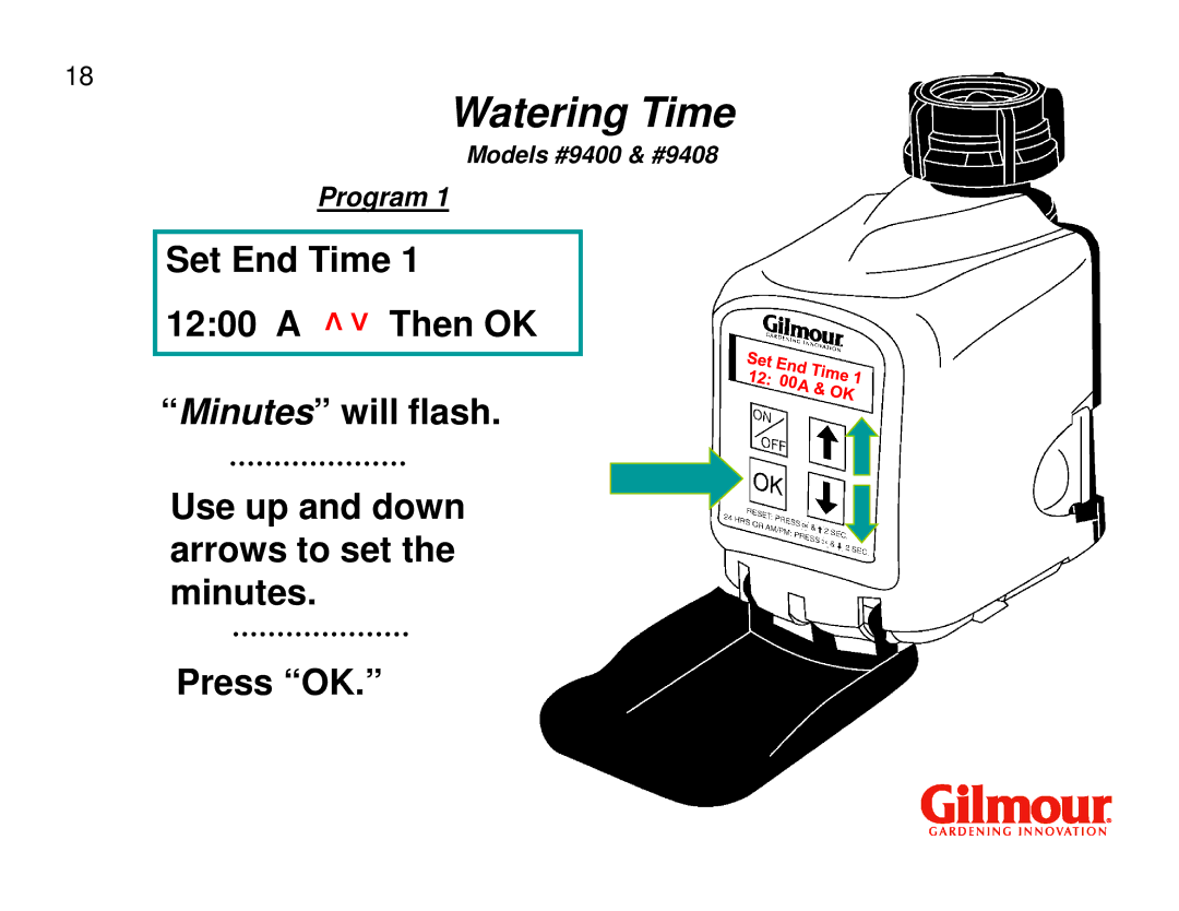 Gilmour 9408, 9400 quick start Watering Time 