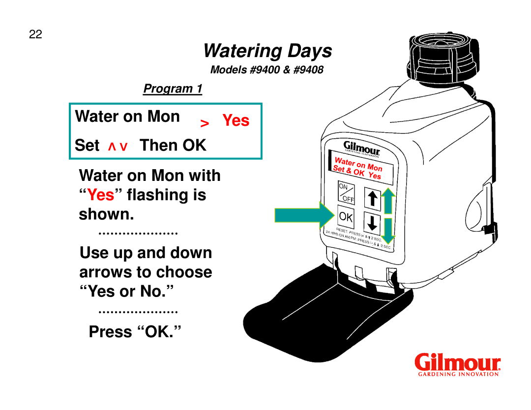 Gilmour 9408, 9400 quick start Water on Mon 