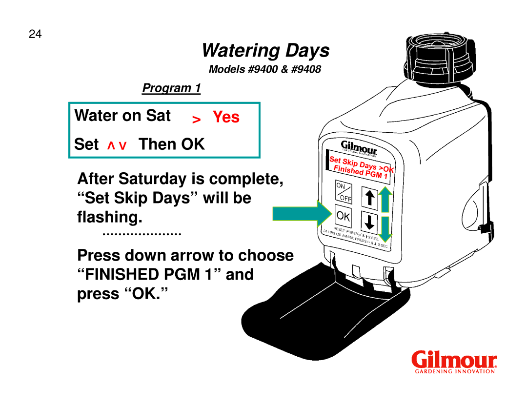 Gilmour 9408, 9400 quick start Watering Days 