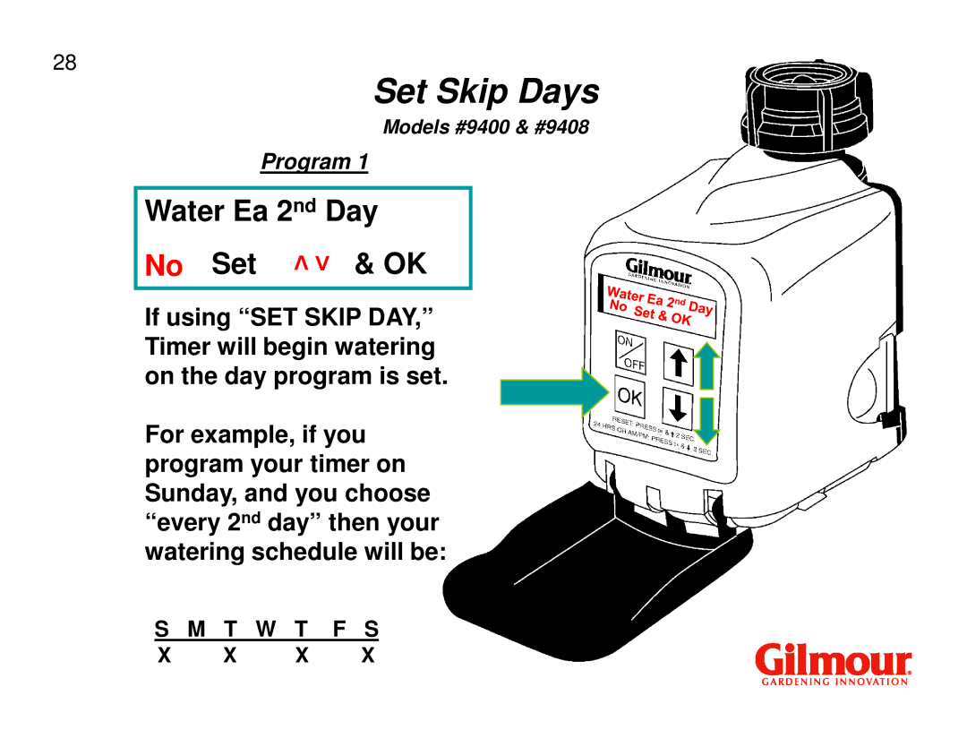 Gilmour 9408, 9400 quick start No Set 