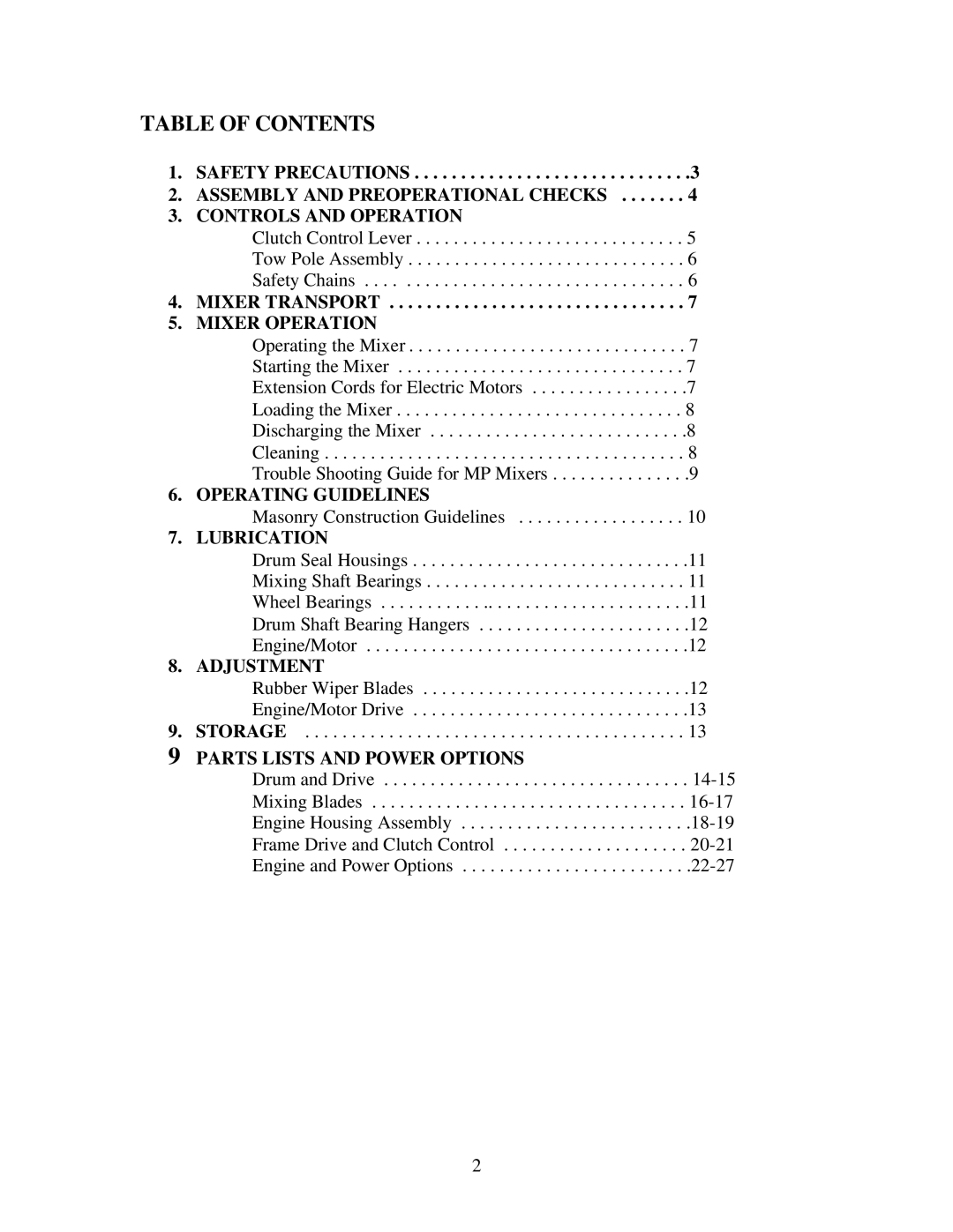 Gilson 1200MP manual Table of Contents 