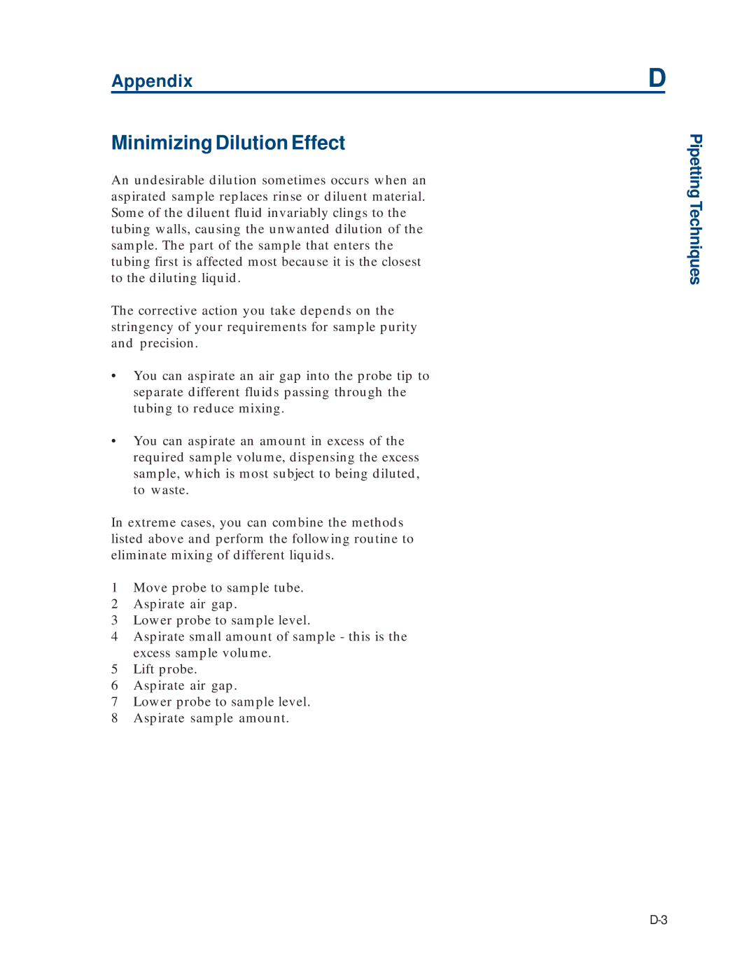 Gilson 215 manual Minimizing Dilution Effect 