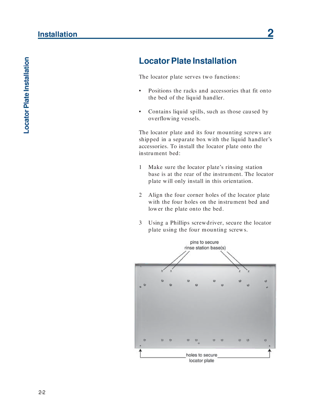 Gilson 215 manual Locator Plate Installation 