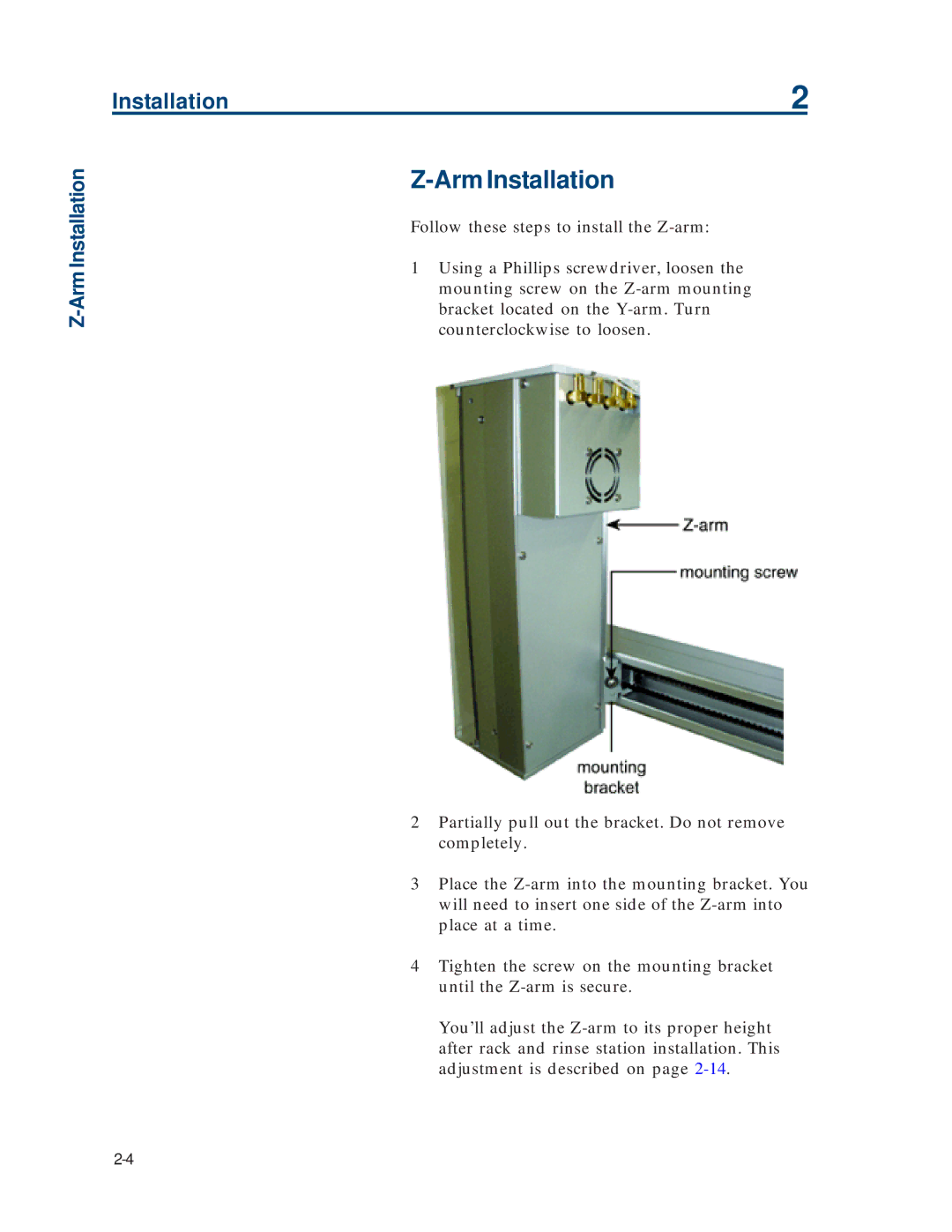 Gilson 215 manual Arm Installation 