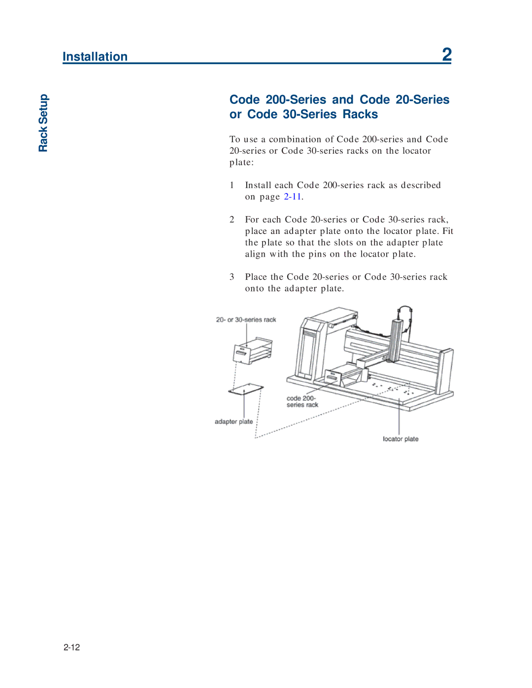 Gilson 215 manual Code 200-Series and Code 20-Series or Code 30-Series Racks 