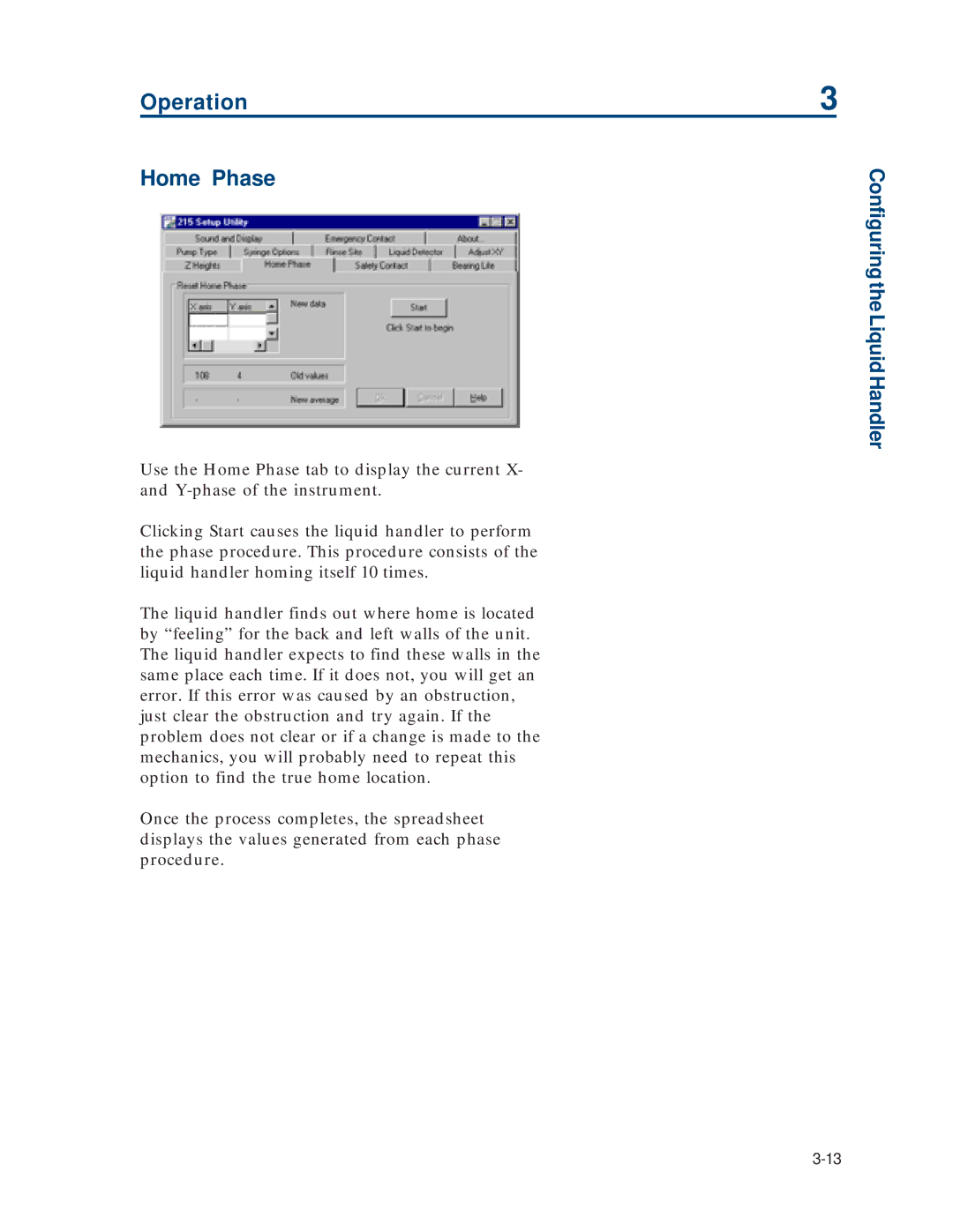 Gilson 215 manual Operation Home Phase 