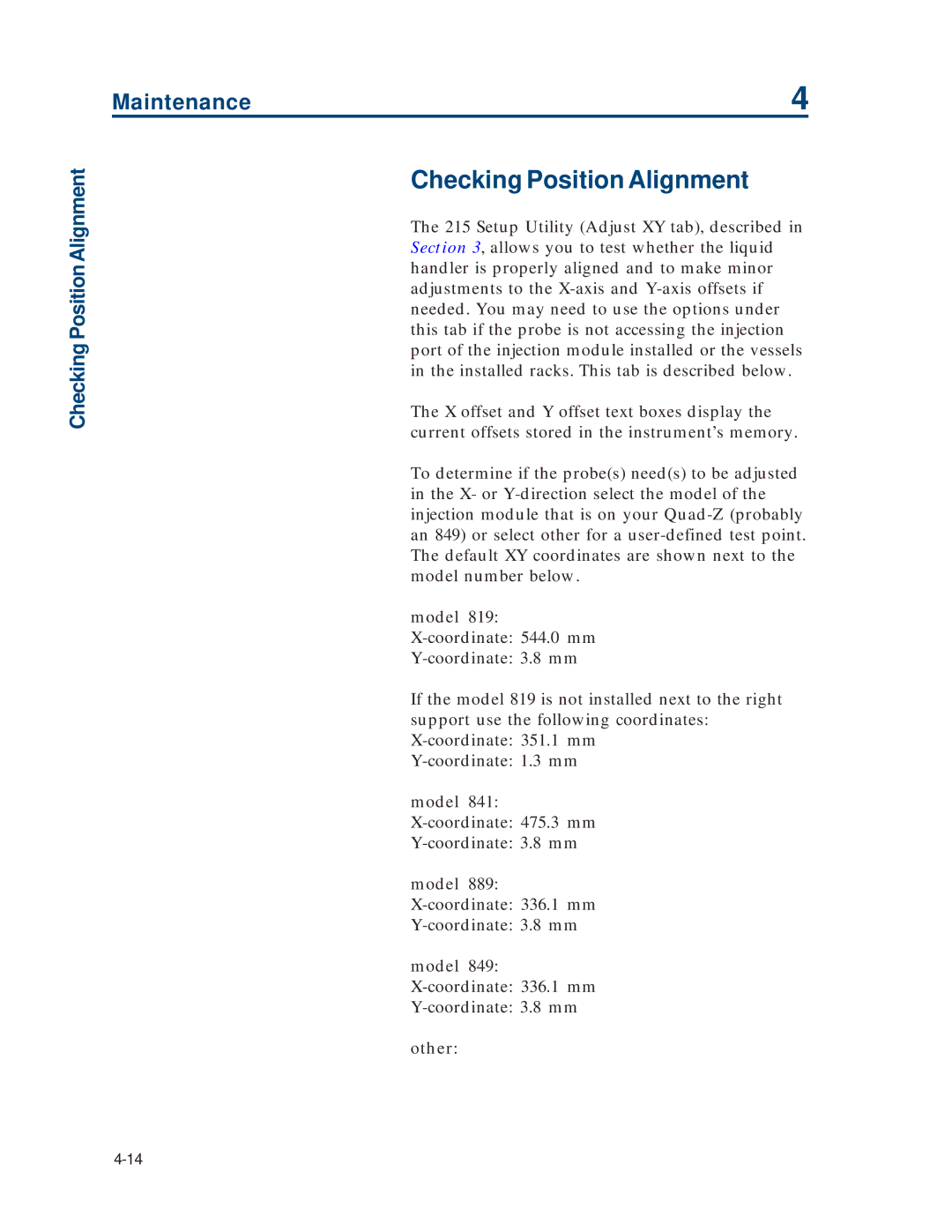 Gilson 215 manual Checking Position Alignment 