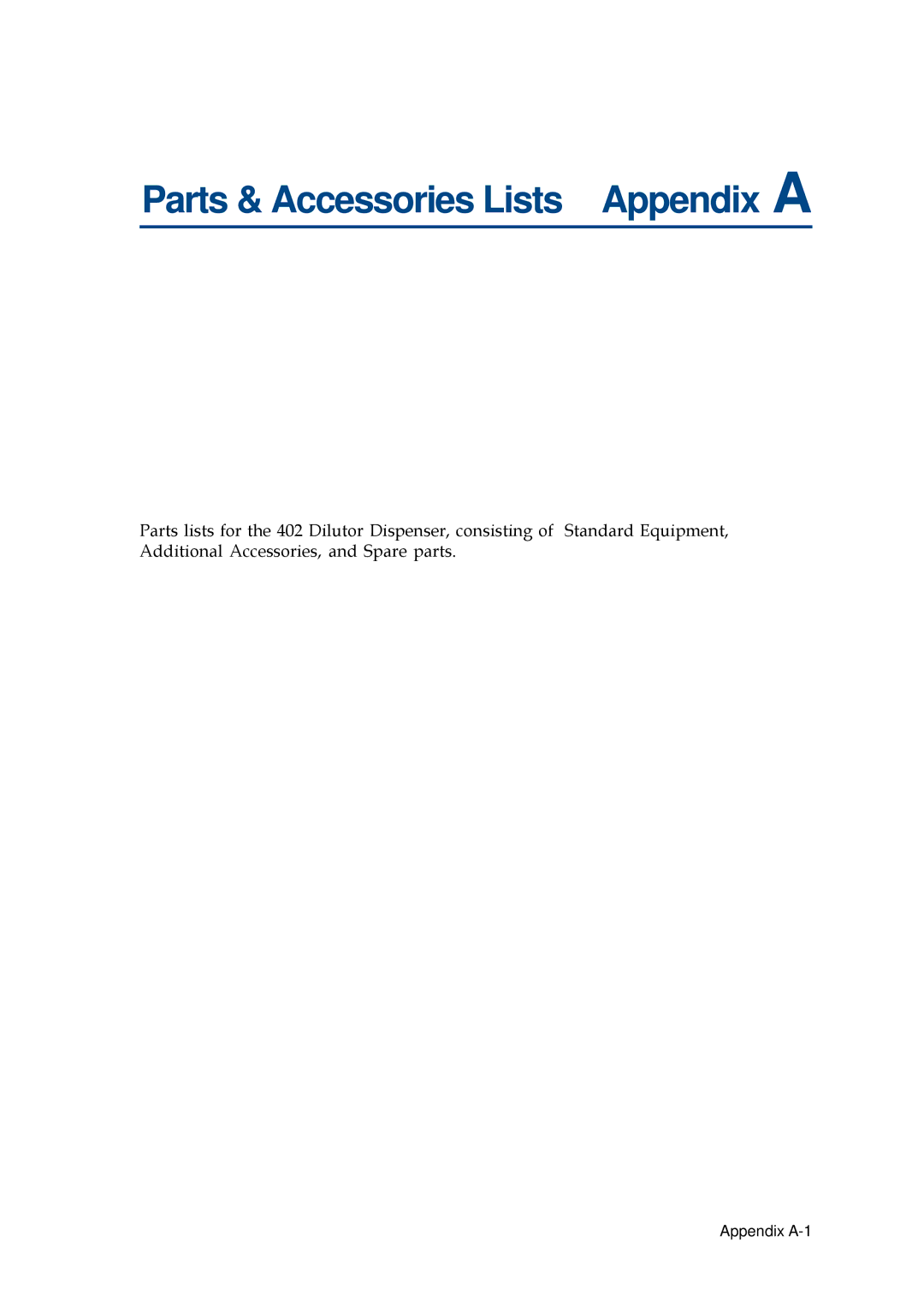 Gilson 402 manual Parts & Accessories Lists Appendix a 