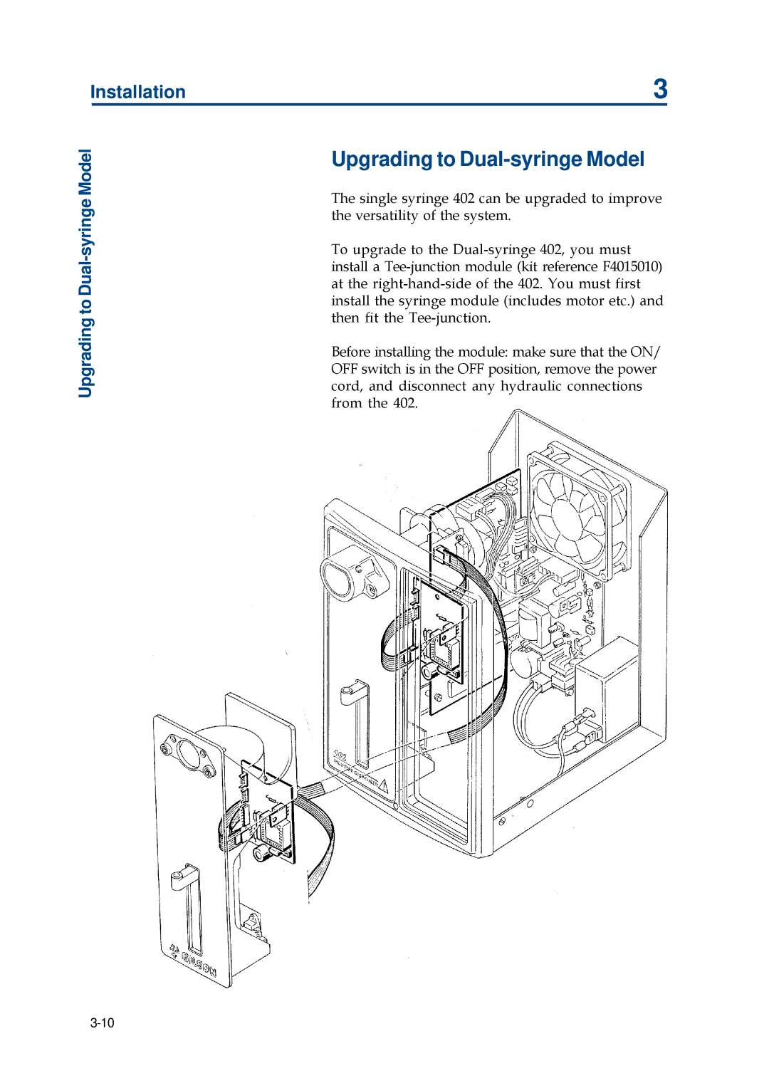 Gilson 402 manual Upgrading to Dual-syringe Model 