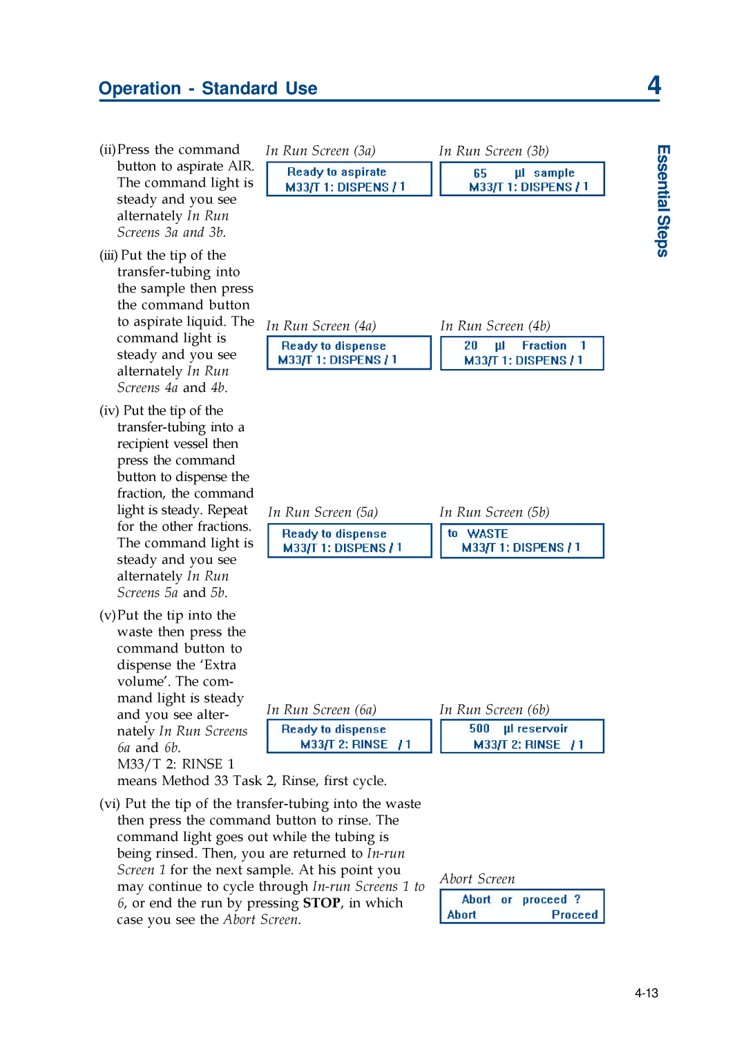 Gilson 402 manual Operation Standard Use 