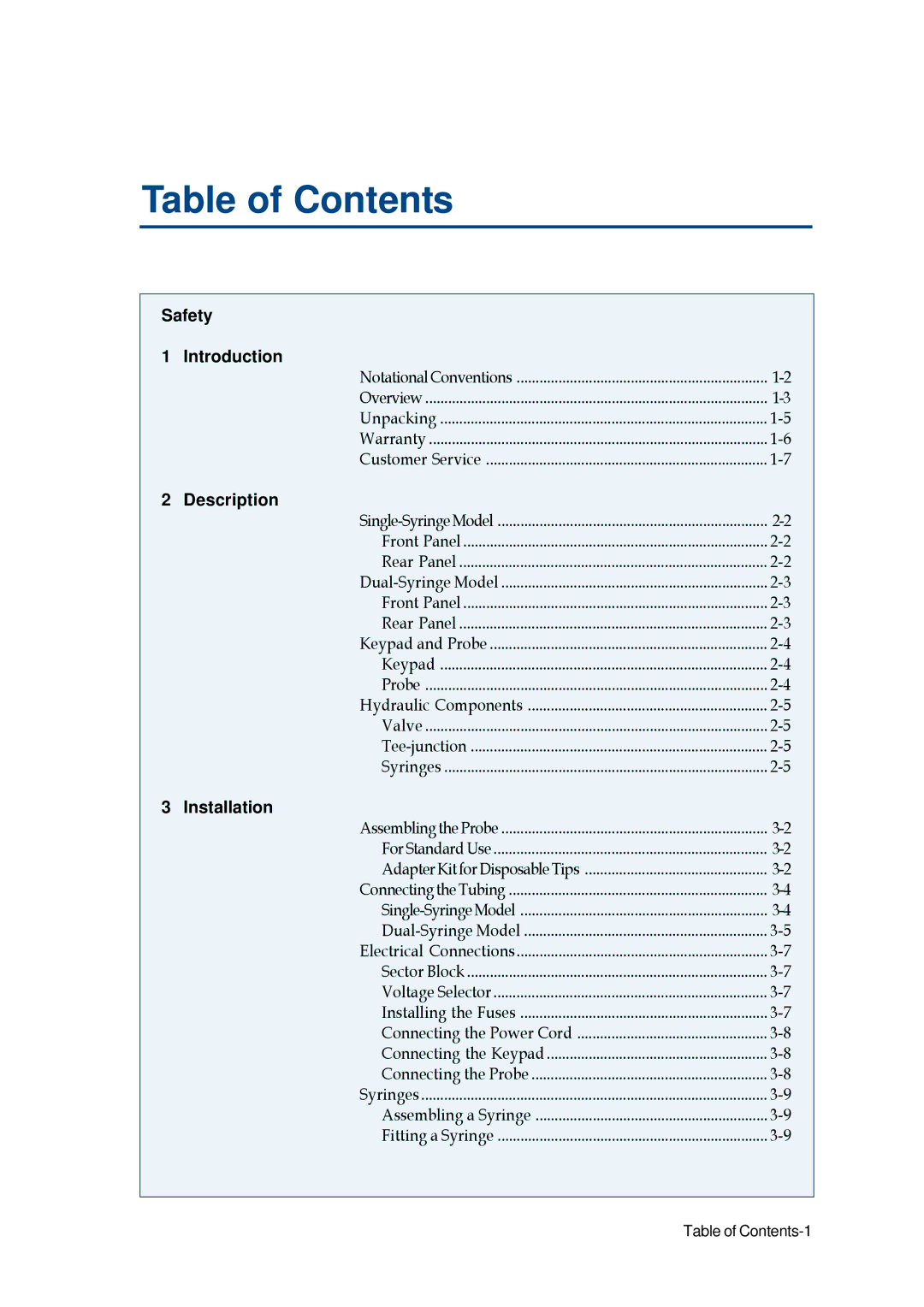 Gilson 402 manual Table of Contents 