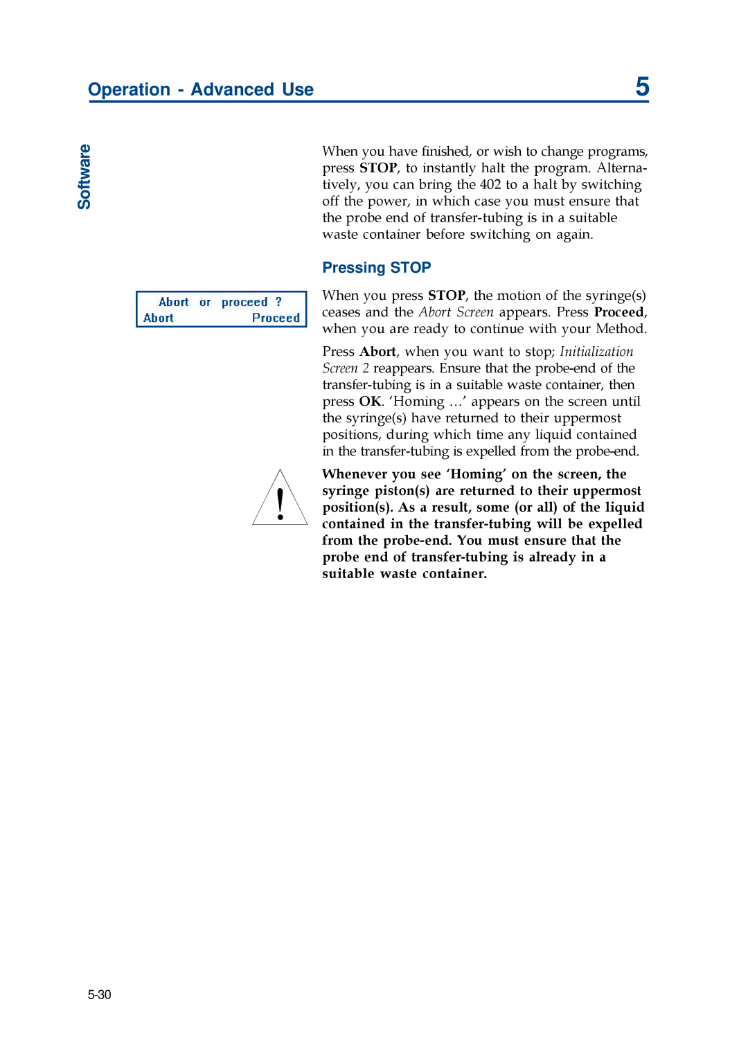 Gilson 402 manual Pressing Stop 