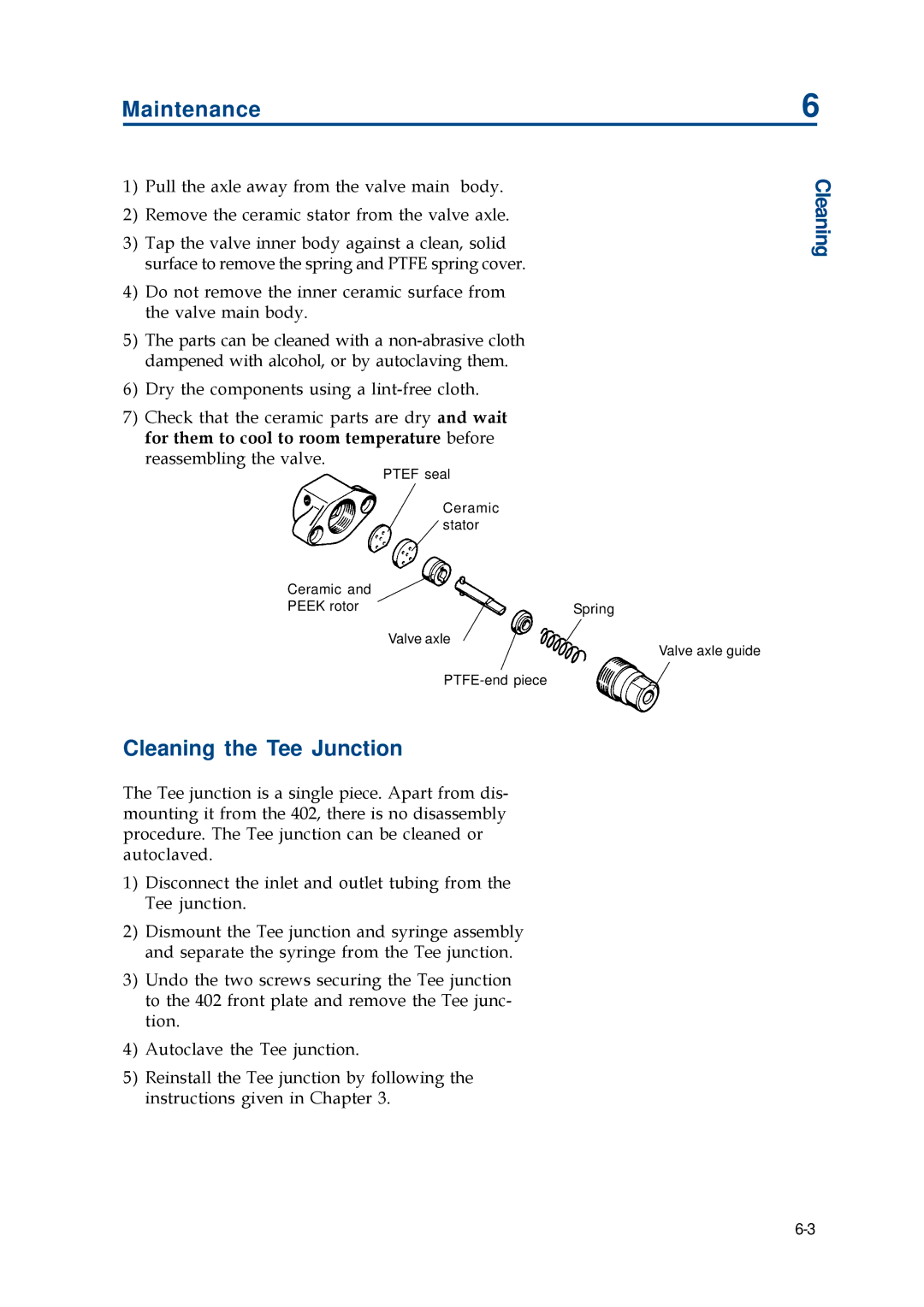 Gilson 402 manual Cleaning the Tee Junction 