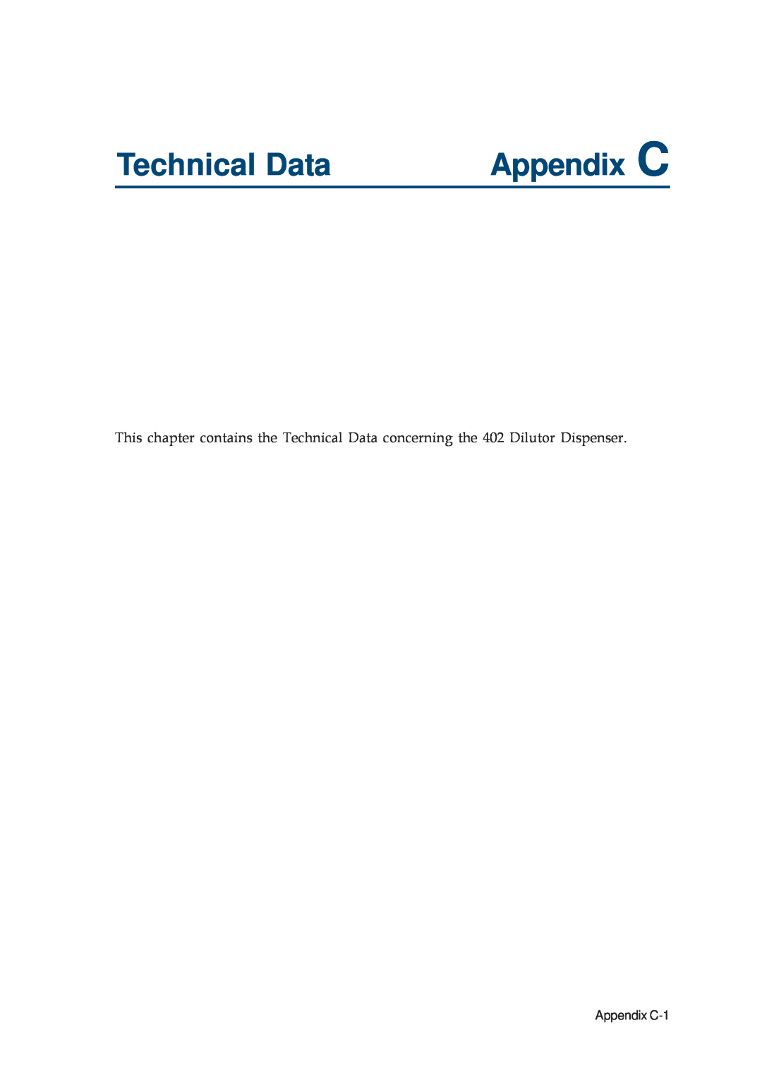 Gilson 402 manual Technical Data, Appendix C 