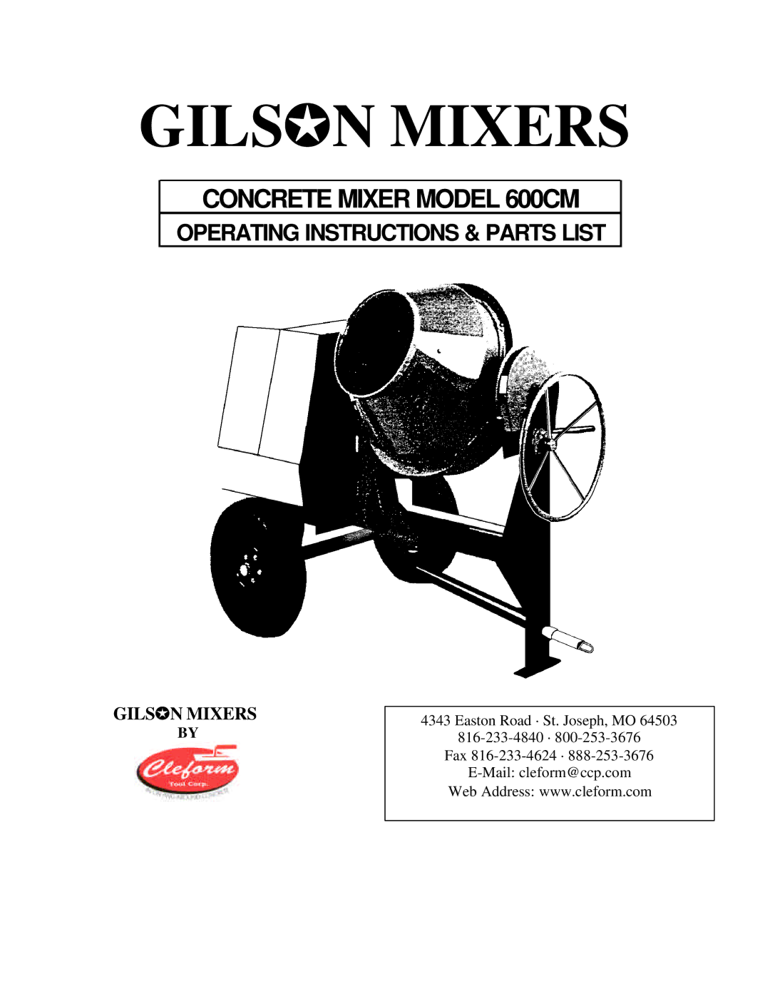 Gilson 600CM operating instructions Gilsjn Mixers 