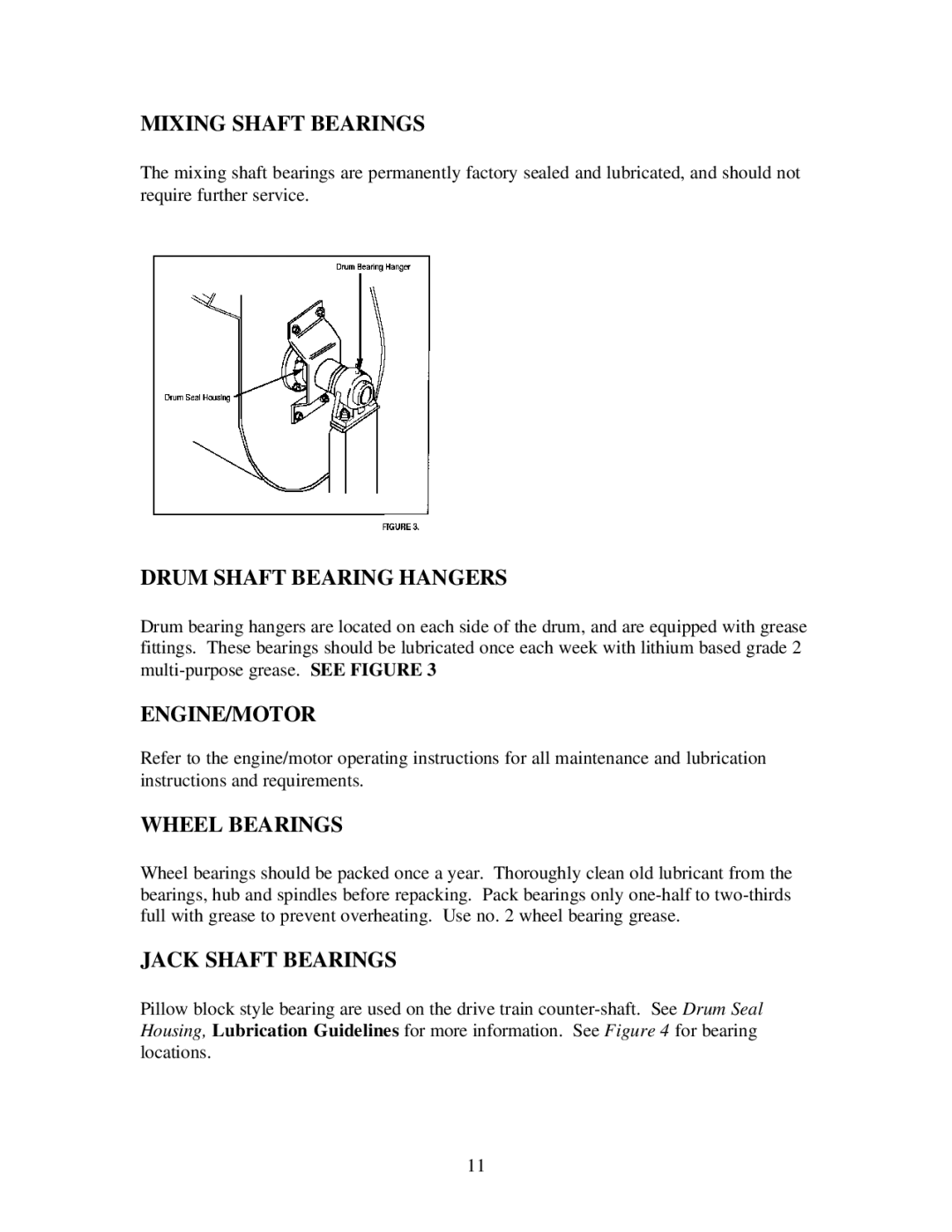 Gilson 600MP manual Mixing Shaft Bearings, Drum Shaft Bearing Hangers, Engine/Motor, Wheel Bearings, Jack Shaft Bearings 