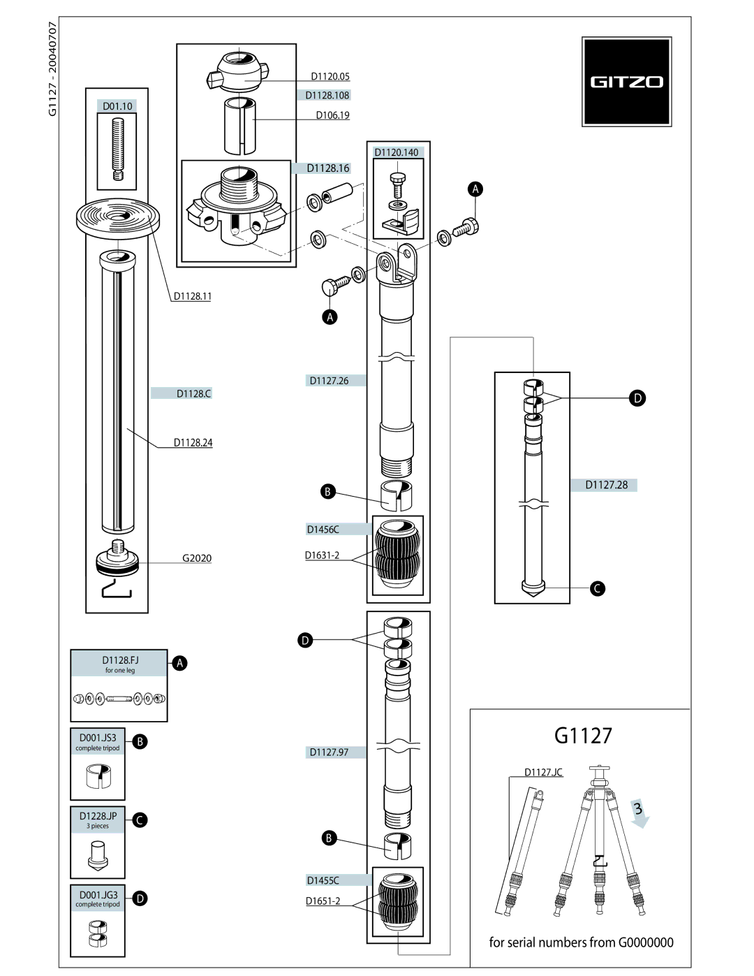 Gitzo G1127 manual 20040707 