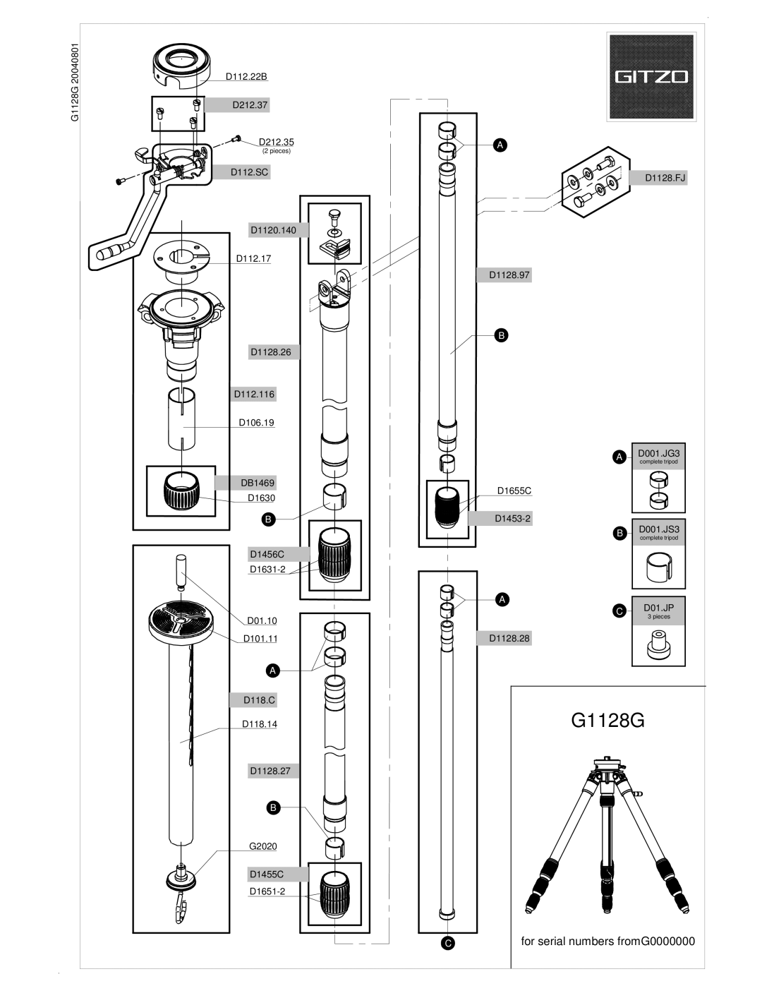 Gitzo G1128G manual 