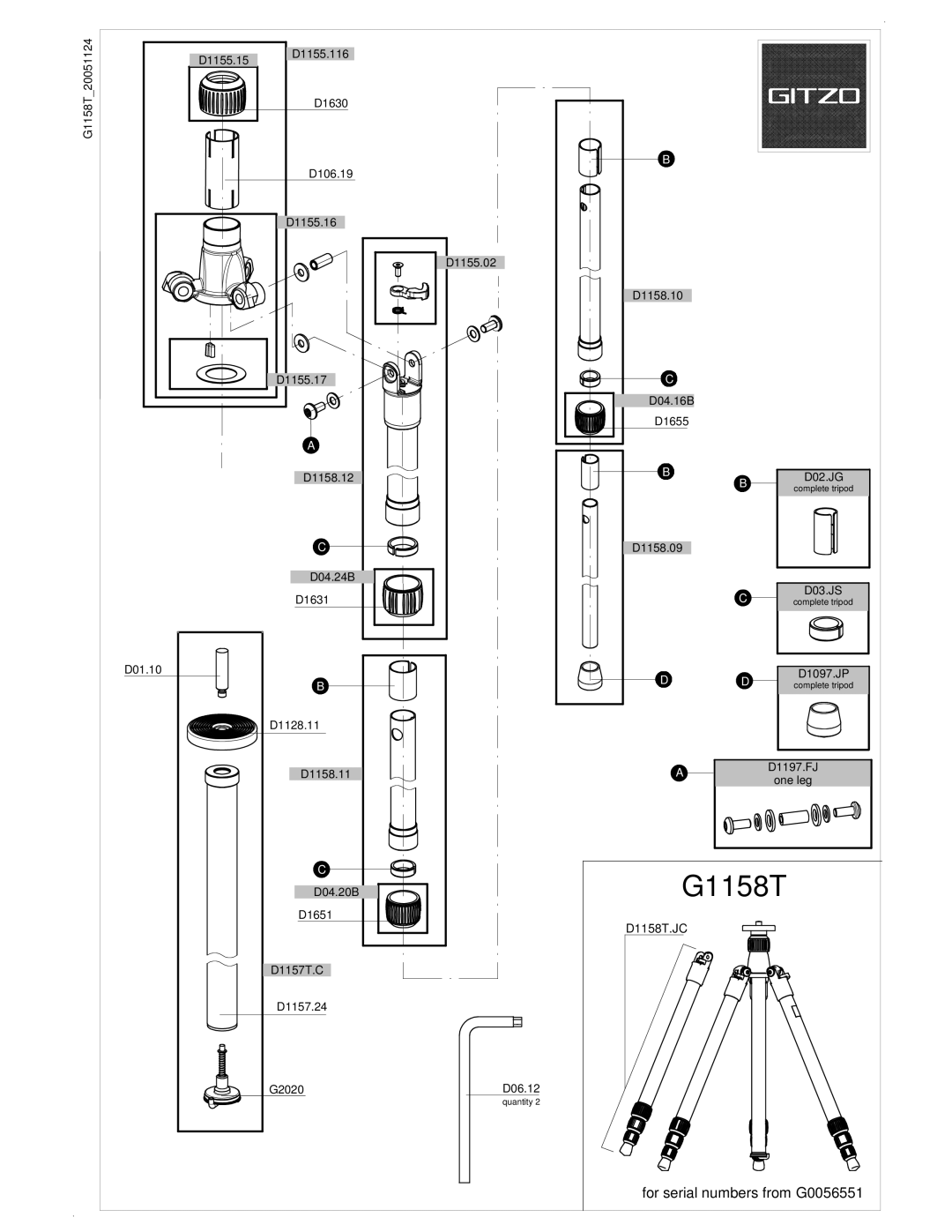 Gitzo G1158T manual 