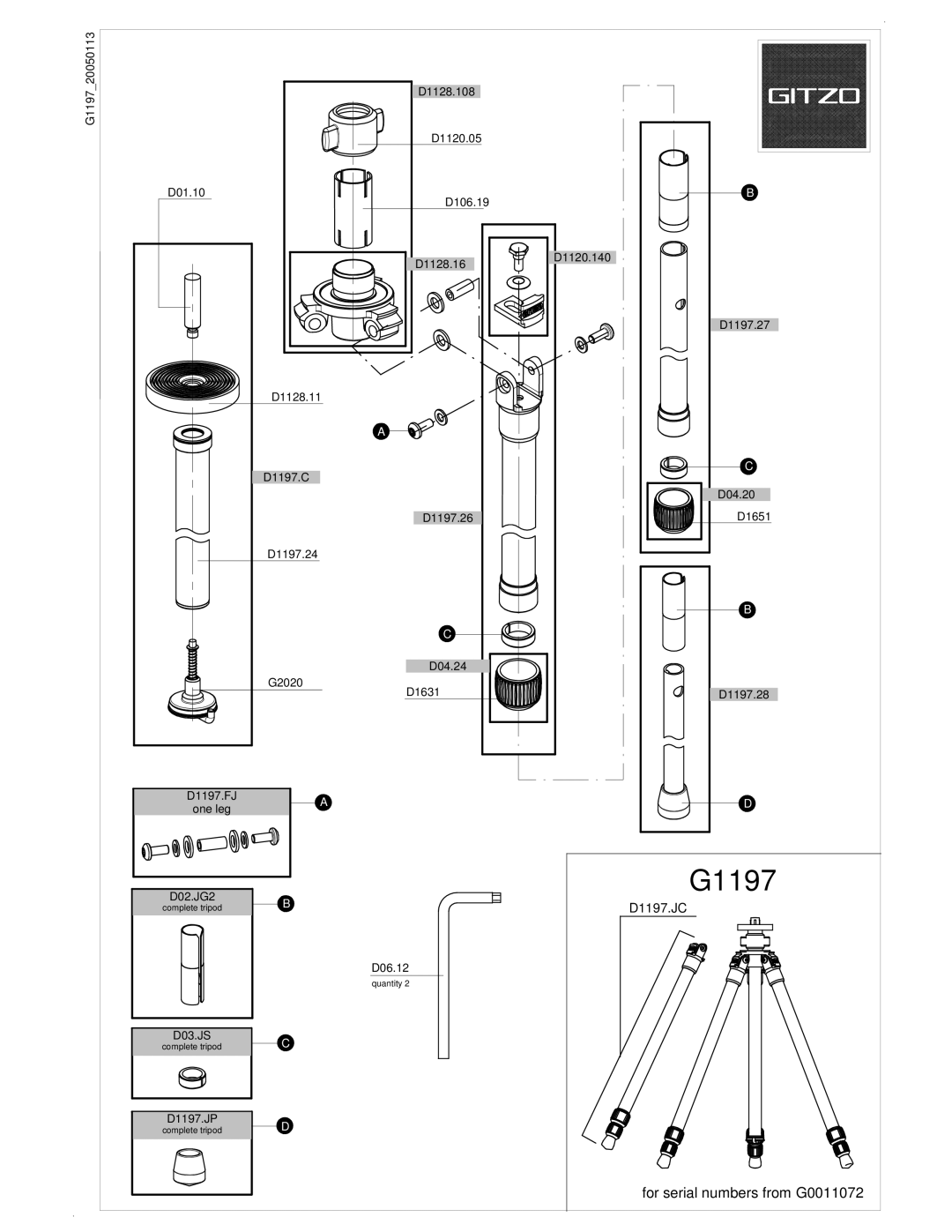 Gitzo G1197 manual 