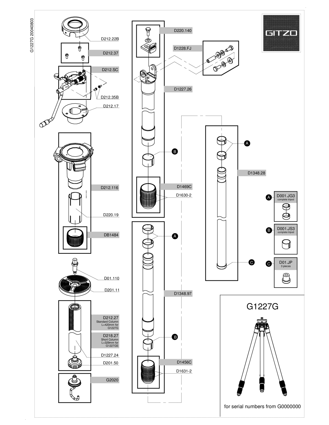 Gitzo G1227G manual 