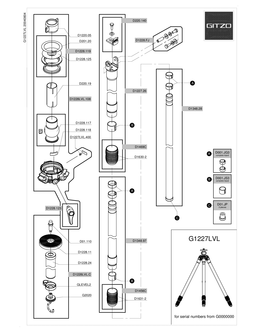 Gitzo G1227LVL manual 