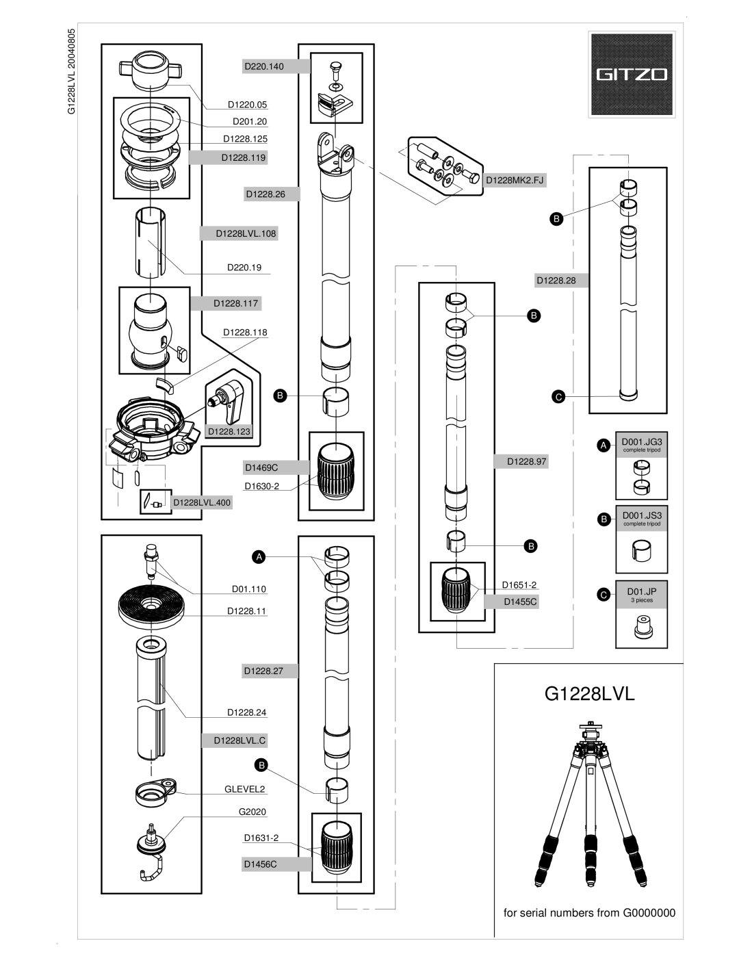 Gitzo G1228LVL manual 