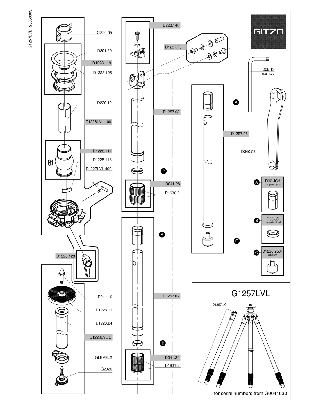 Gitzo G1257LVL manual 