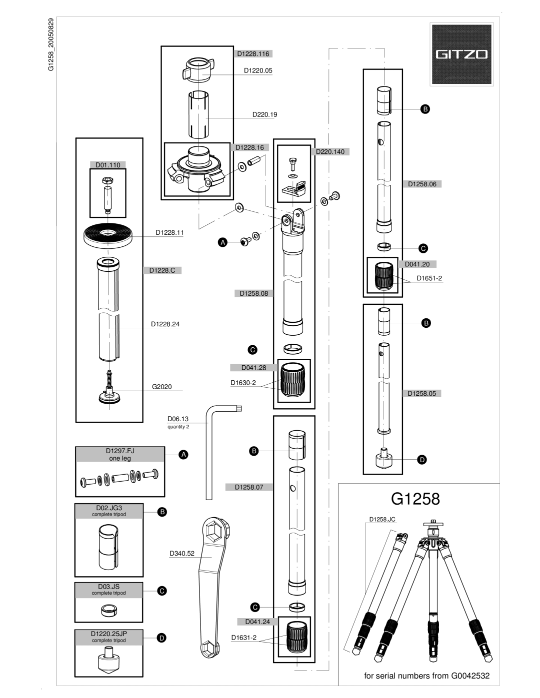 Gitzo G1258 manual 