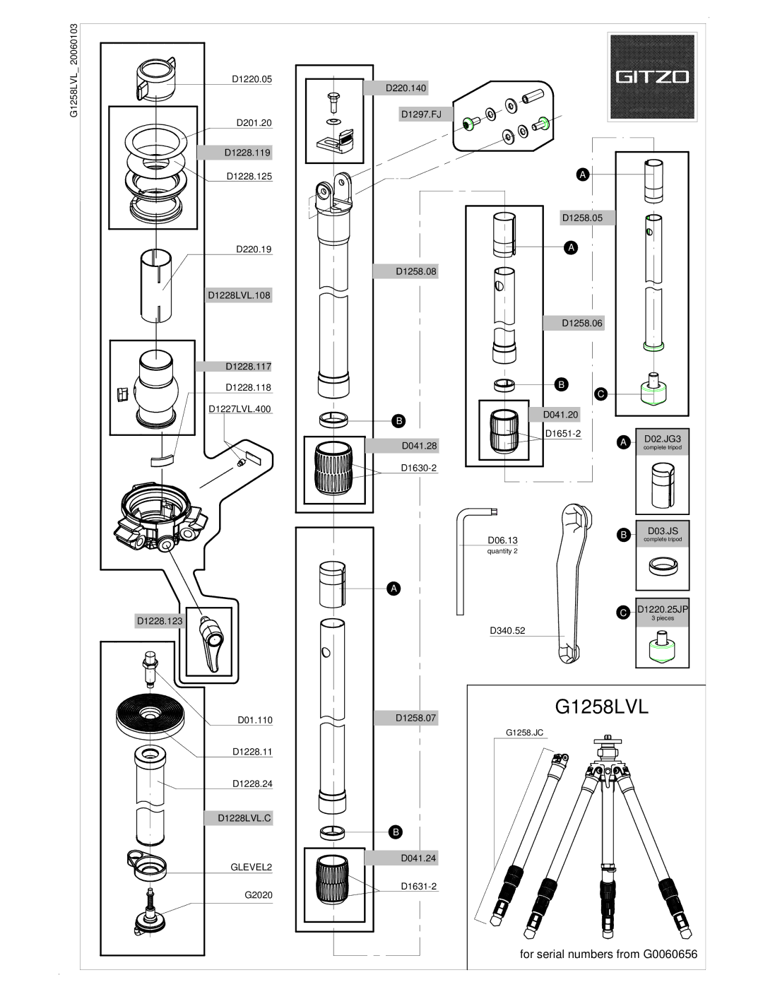 Gitzo G1258LVL manual 