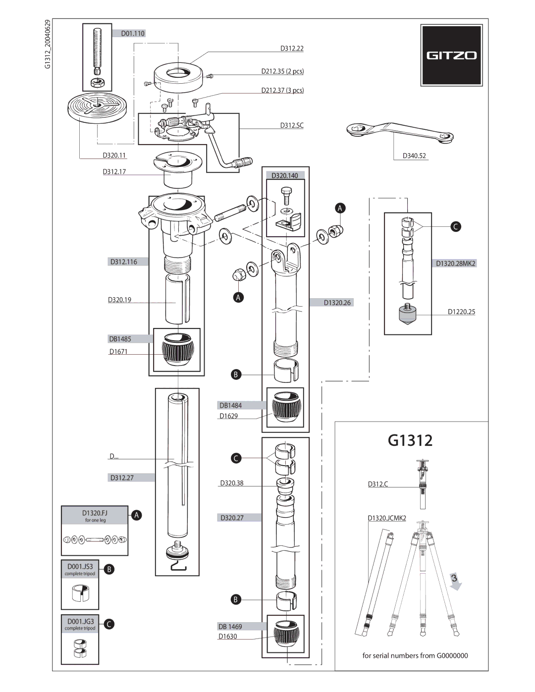 Gitzo G1312 manual 