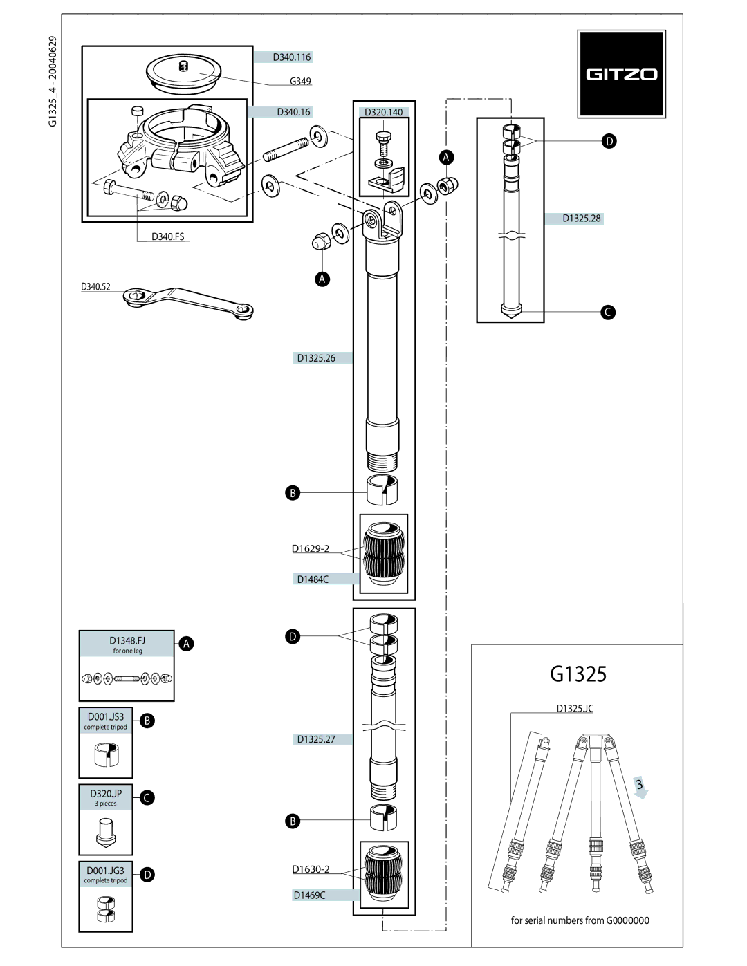 Gitzo G1325 manual 