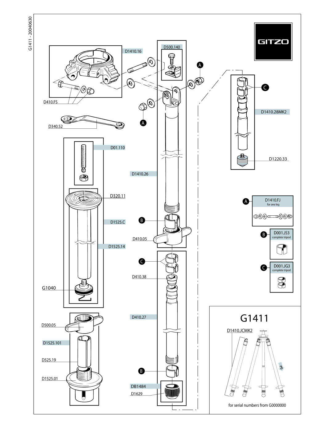 Gitzo G1411 manual 