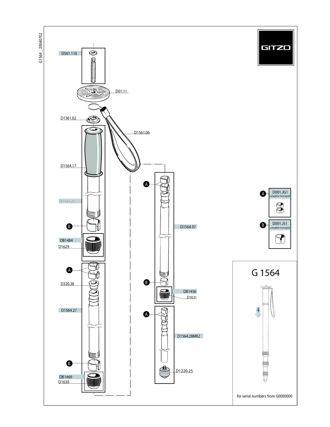 Gitzo G1564 manual 