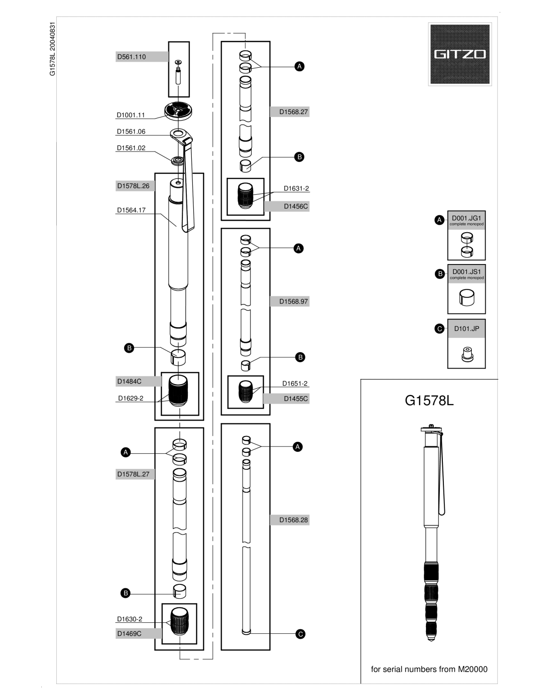 Gitzo G1578L manual 