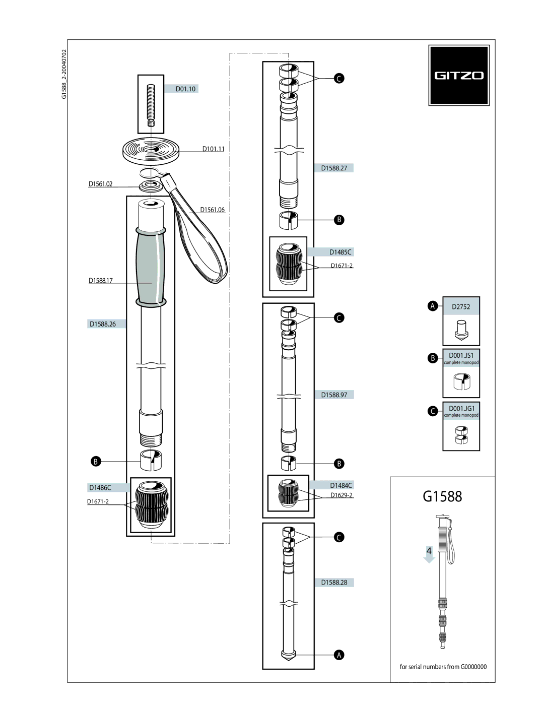 Gitzo G1588 manual 