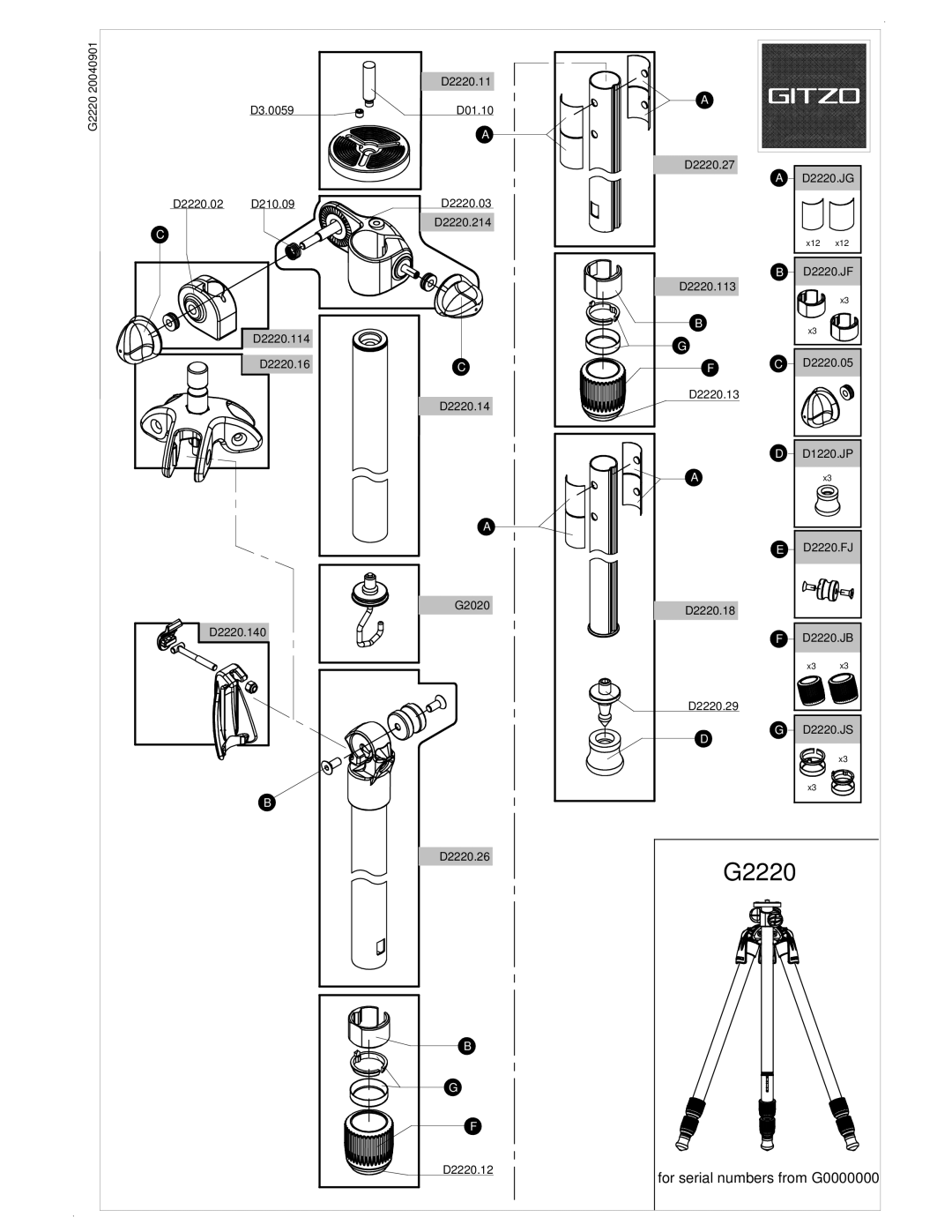 Gitzo G2220 manual 20040901 