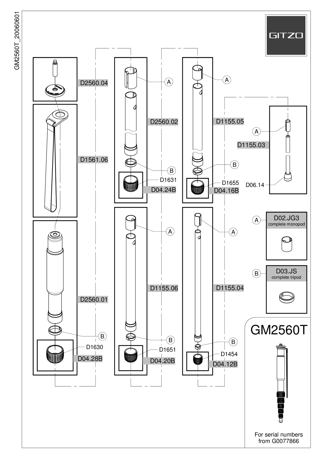 Gitzo GM2560T manual 