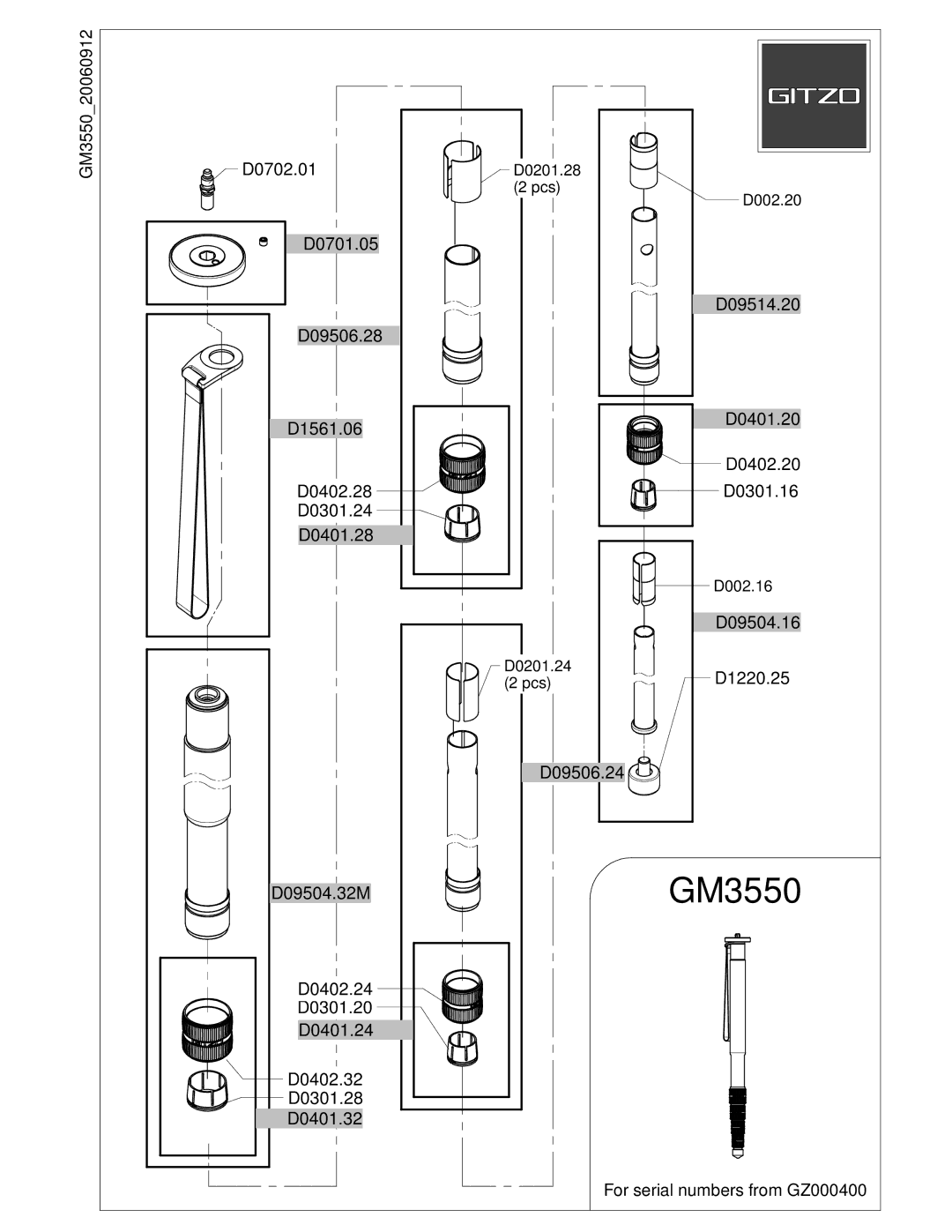 Gitzo GM3550 manual 